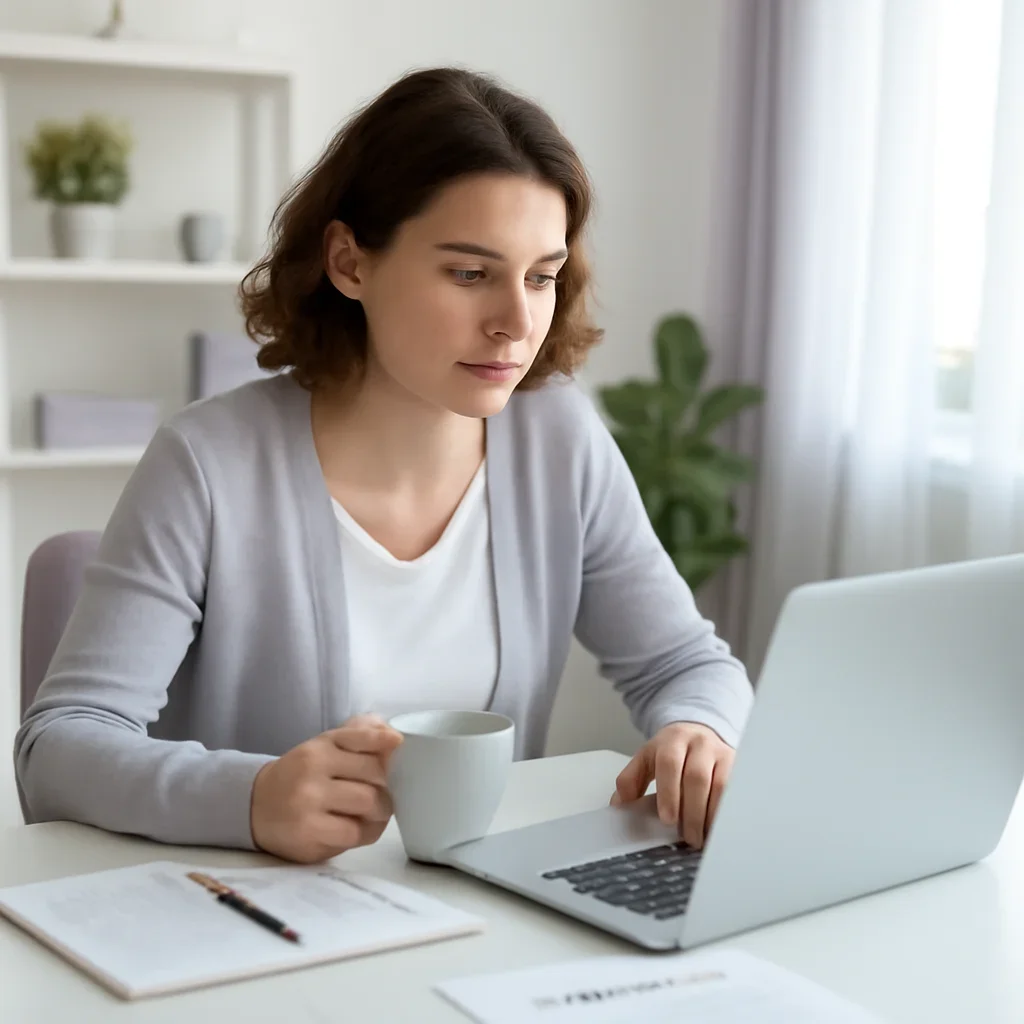 Borrower researching Mortgage Life Insurance With Pre-Existing Conditions on a laptop
