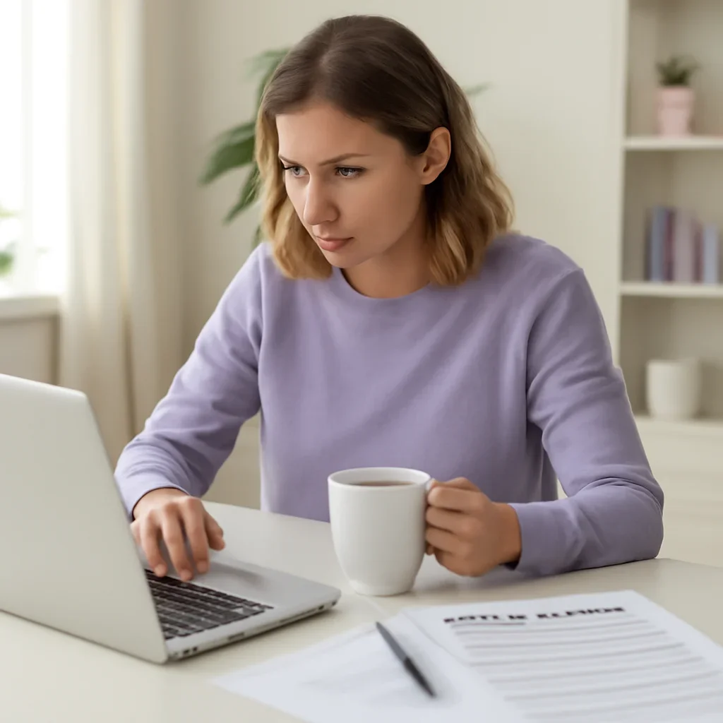 Borrower researching Why Mortgage Protection Insurance Declines Over Time on a laptop