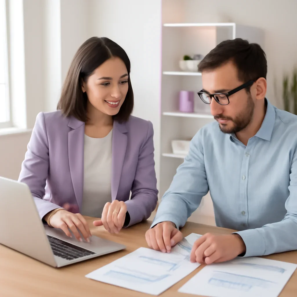 Advisor helping a borrower review Contact