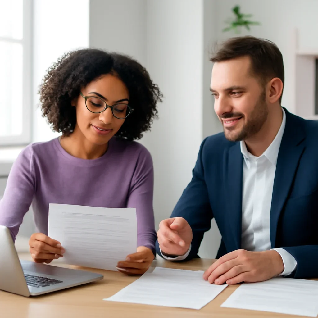 Advisor helping a borrower review Features