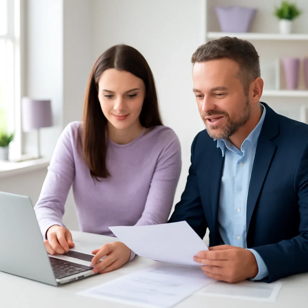 Advisor helping a borrower review Home