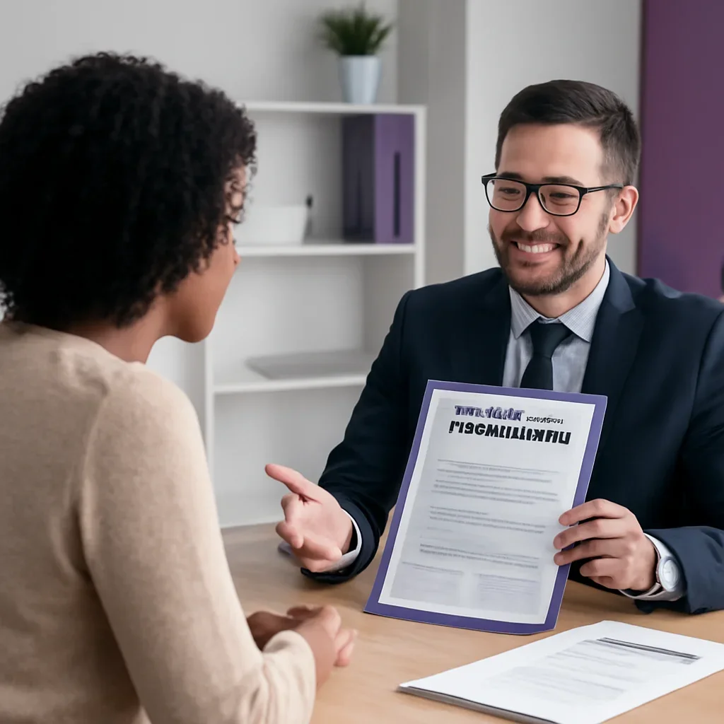Advisor explaining Mortgage Disability Insurance feature details to a borrower