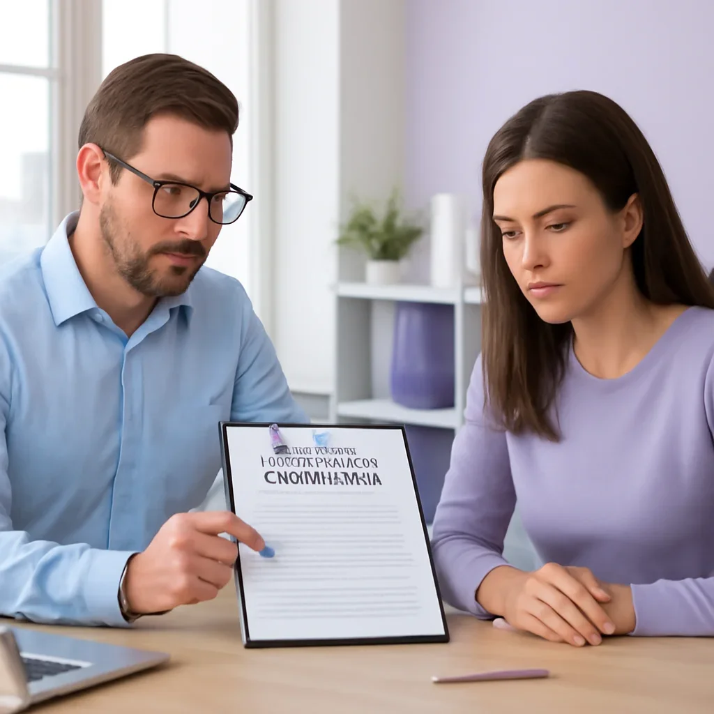 Borrower reviewing When Is Mortgage Insurance Required? guidance with an advisor